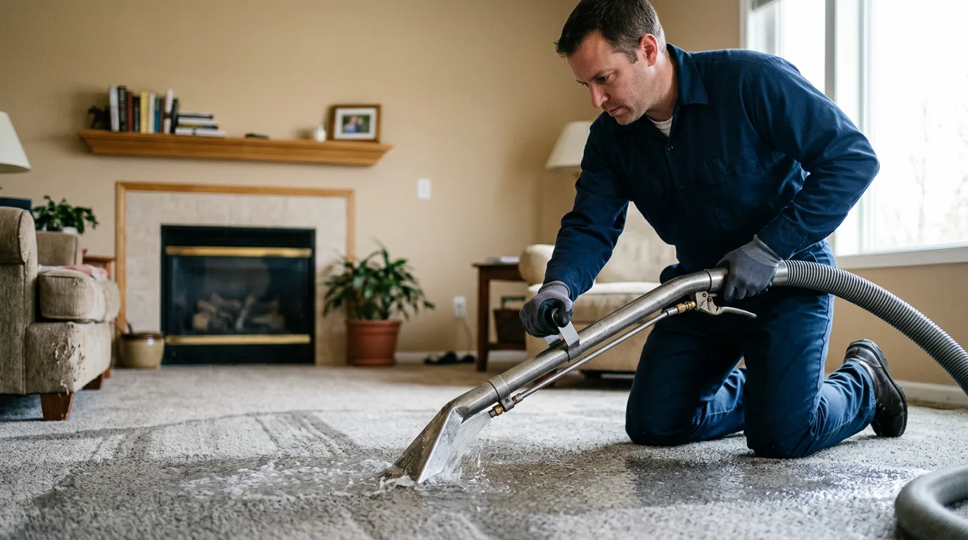 Water damage restoration technician working near Forsyth, MO